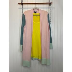 Lands' End & New York & Company Pink Open Cardigan & Yellow Tee Bundle Size 18